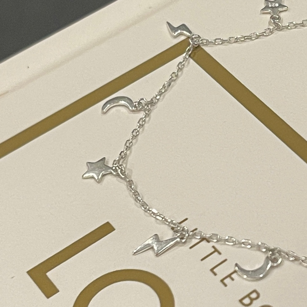 Silver Moon and Star Charm Necklace